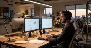 ergonomiczne oświetlenie biurka do pracy przy monitorze